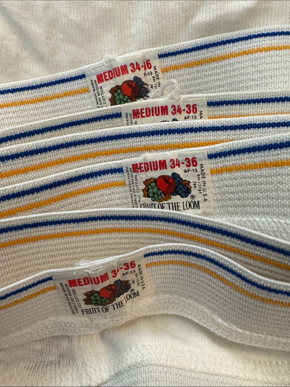 NOS Vintage Fruit of the Loom White Cotton Briefs M 34-36